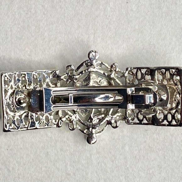 Hair Accessory Set Blue Flower Barette Blue Stone Combs And Yellow Stone Pins - Picture 4 of 15